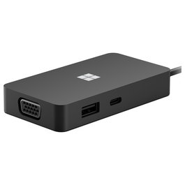 Microsoft USB-C Travel Hub Surface Accesorio, Hub de Viaje USB-C Negro con HDMI 2.0, VGA, USB-A, USB-C (3.2 Gen 2), 2m Cable, Compatible con Surface, Windows, Mac