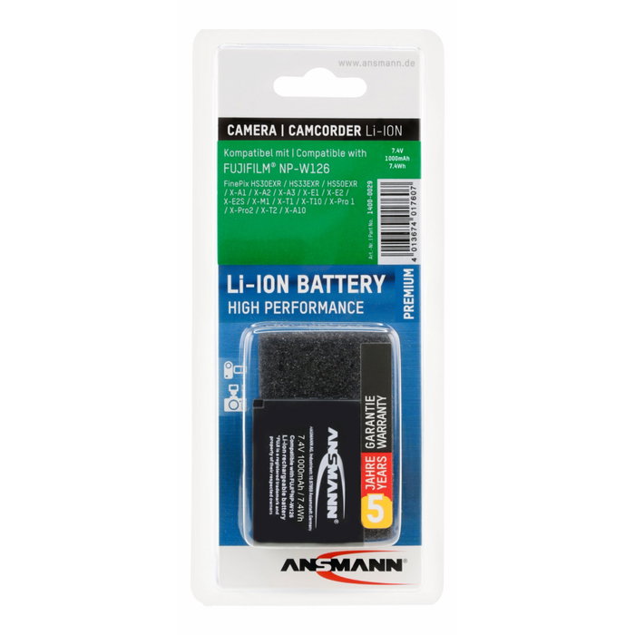 Ansmann A-Fuj NP W 126 Batería recargable de 1020 mAh Ansmann A-Fuj NP W 126 Batería recargable de 1020 mAh