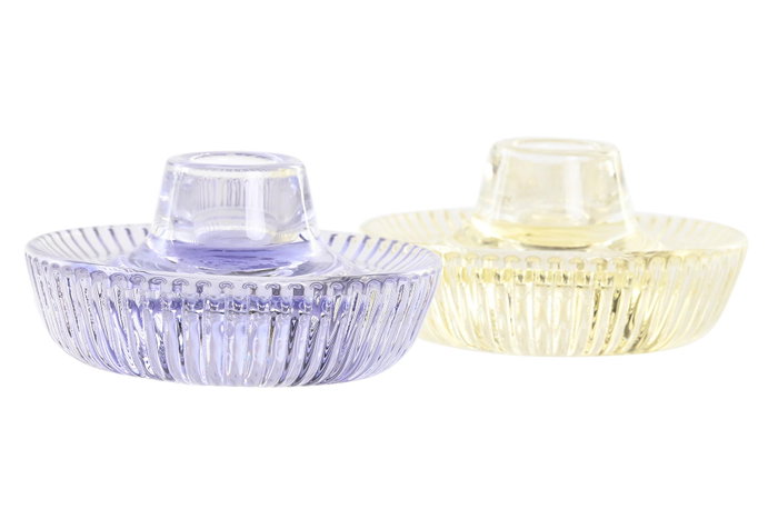 DKD Home Decor Portavelas de Cristal 10x10x5,5 cm Surtido de 2 DKD Home Decor Portavelas de Cristal 10x10x5,5 cm Surtido de 2