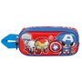 Marvel Los Vengadores Estuche Portatodo 3D Doble Compartimento con Cremallera, Forro Interior y Diseño en Relieve, Color Rojo