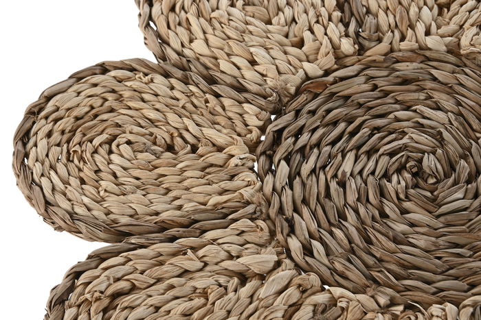 DKD Home Decor Individual Tropical Natural Seagrass Poliéster Flor 38 x 38 x 1 cm (4 Unidades)