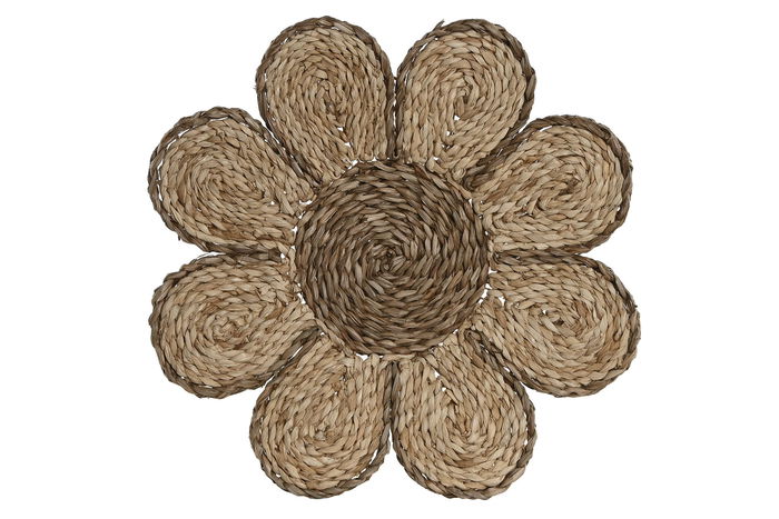 DKD Home Decor Individual Tropical Natural Seagrass Poliéster Flor 38 x 38 x 1 cm (4 Unidades)