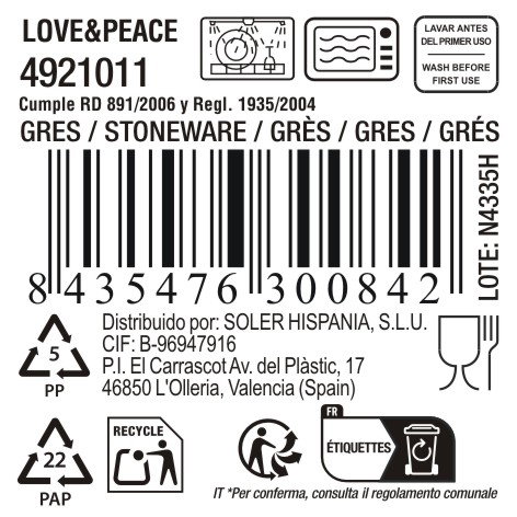 Inde Taza Cafe Cortado 180 cc "Love&Peace Md" (36 Unidades)