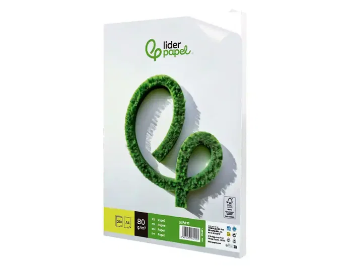 Liderpapel Papel A4 80g/m2 Liso Paquete de 250 Hojas