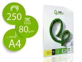 Liderpapel Papel A4 80g/m2 Liso Paquete de 250 Hojas