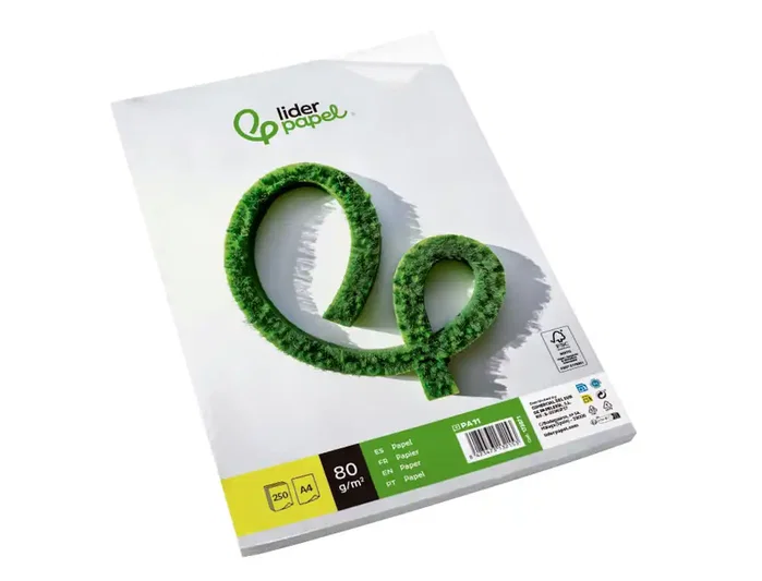 Liderpapel Papel A4 80g/m2 Liso Paquete de 250 Hojas