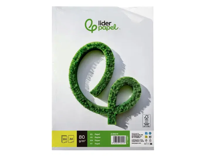 Liderpapel Papel A4 80g/m2 Liso Paquete de 250 Hojas