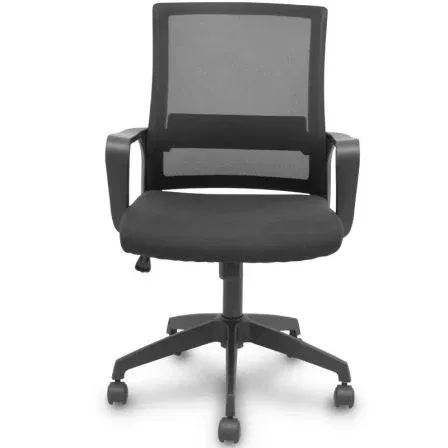 Piqueras y Crespo Silla de Oficina Ergo535 535BNDW00RN, Respaldo de Malla, Brazos Fijos, Mecanismo Basculante, Ruedas Nailon, Soporte Lumbar, Color Negro