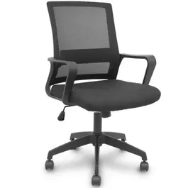 Piqueras y Crespo Silla de Oficina Ergo535 535BNDW00RN, Respaldo de Malla, Brazos Fijos, Mecanismo Basculante, Ruedas Nailon, Soporte Lumbar, Color Negro