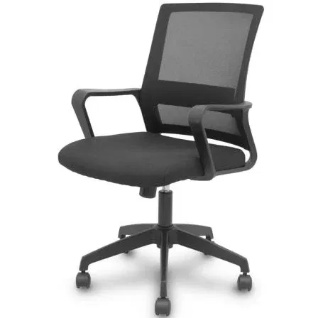 Piqueras y Crespo Silla de Oficina Ergo535 535BNDW00RN, Respaldo de Malla, Brazos Fijos, Mecanismo Basculante, Ruedas Nailon, Soporte Lumbar, Color Negro