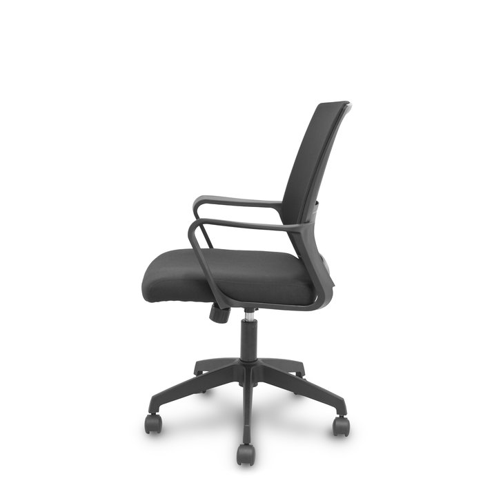 Silla de oficina Ergo535 con mecanismo Basculante tapizada con Tela color Negro. Equipada con lumbar Fijo, Brazos fijos y Ruedas de nailon 50 mm Silla de oficina Ergo535 con mecanismo Basculante tapizada con Tela color Negro. Equipada con lumbar Fijo, Brazos fijos y Ruedas de nailon 50 mm