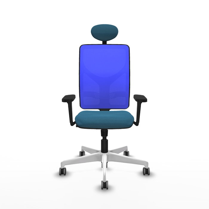 PIQUERAS Y CRESPO Silla de oficina Motilla con mecanismo Sincro Verde petróleo y Azul