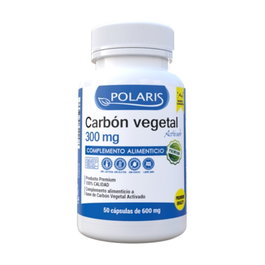 Polaris Carbón Vegetal Activado 300mg 50 cápsulas Protección antioxidante gases intestinales