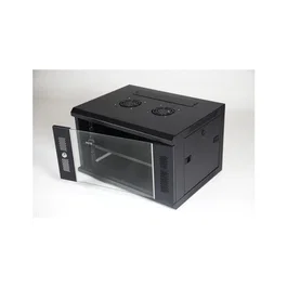 Monolyth Armario Rack 6U SH6406 Modelo 201100-1 - 600x450mm con Puerta de Cristal y Ventilador, Negro RAL 9004