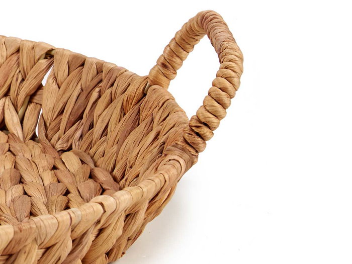 Giftdecor Centro de Mesa Redondo Bajo de Paja de Jacinto Acuático con Asas, Marrón, 41.5x38x10.5 cm (Set de 12)