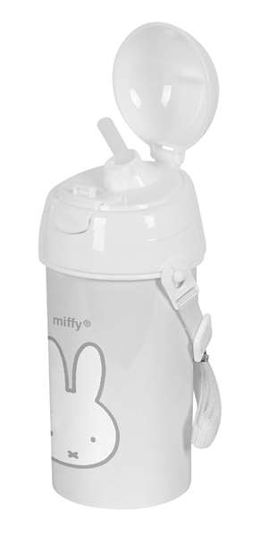 Safta Botella Miffy "Niebla" 500 ml con Pajita, Apertura Automática, 7.3x19.5x7.3 cm