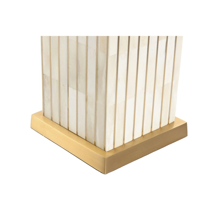DKD Home Decor Lámpara de sobremesa de latón beige y hueso 40,5x40,5x54 cm