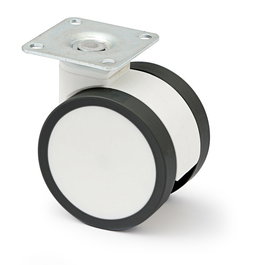 Q&Q Rueda Giratoria D65 H81 Plástico Blanco Con Aro Poliuretano Negro Sin Freno