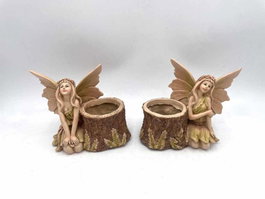 DKD Home Decor Figura de Hada en Resina Marrón (Surtido de 2)