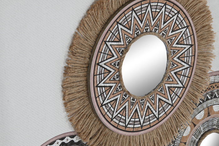 DKD Home Decor Cuadro Lienzo y Yute Boho 3D Surtido de 2 Piezas