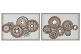 DKD Home Decor Cuadro Lienzo y Yute Boho 3D Surtido de 2 Piezas