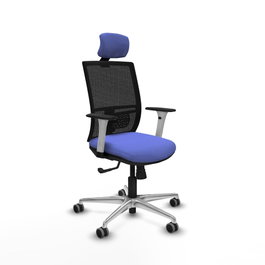 PIQUERAS Y CRESPO Silla de oficina Yunquera con mecanismo Sincro, Azul claro y Negro