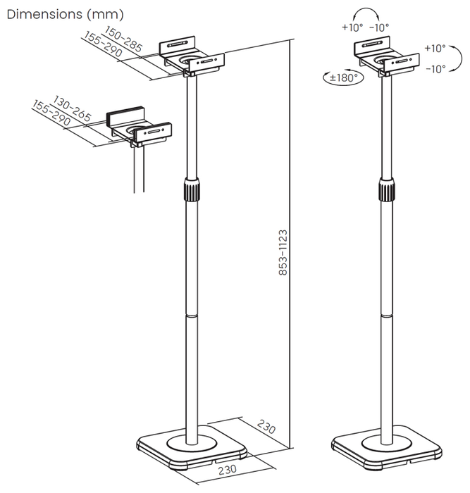 Aisens Soporte Universal de Suelo Giratorio e Inclinable para Altavoces SPK09U-429, Negro Aisens Soporte Universal de Suelo Giratorio e Inclinable para Altavoces SPK09U-429, Negro