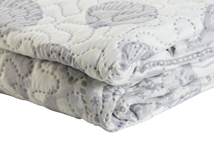 DKD Home Decor Colcha Patchwork Beige y Gris 180x260x1 cm