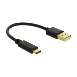 DeLOCK Cable de carga USB Tipo-A a USB Type-C™ 15 cm Negro
