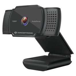 Conceptronic AMDIS06B Webcam USB 2.0 Full HD 1080P/30Hz, 72° Ángulo de Visión, Autoenfoque, Micrófono Integrado, Plug and Play