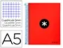 Antartik Cuaderno espiral micro A5 120 hojas cuadro 5mm 90gr tapa forrada 5 bandas color rojo