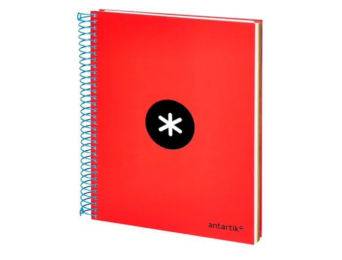 Antartik Cuaderno espiral micro A5 120 hojas cuadro 5mm 90gr tapa forrada 5 bandas color rojo