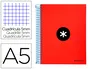 Antartik Cuaderno espiral micro A5 120 hojas cuadro 5mm 90gr tapa forrada 5 bandas color rojo