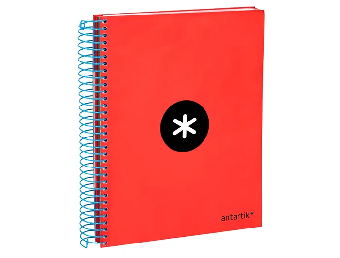 Antartik Cuaderno espiral micro A5 120 hojas cuadro 5mm 90gr tapa forrada 5 bandas color rojo
