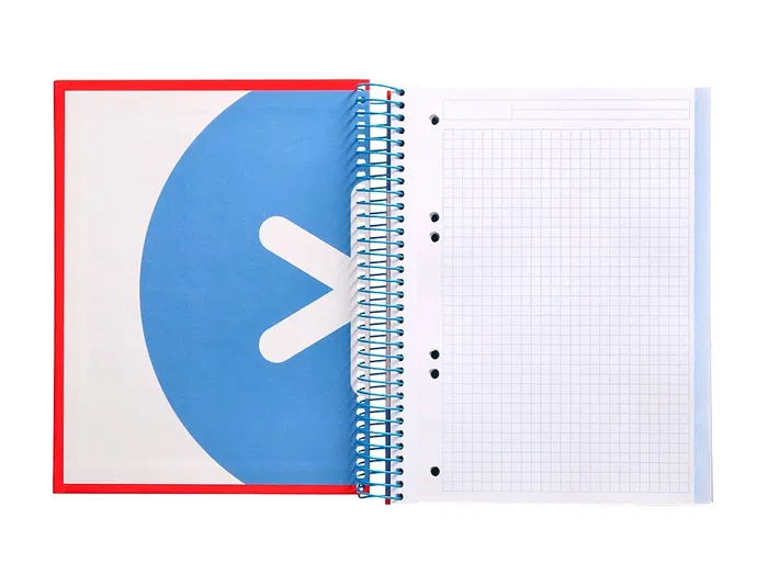 Antartik Cuaderno espiral micro A5 120 hojas cuadro 5mm 90gr tapa forrada 5 bandas color rojo