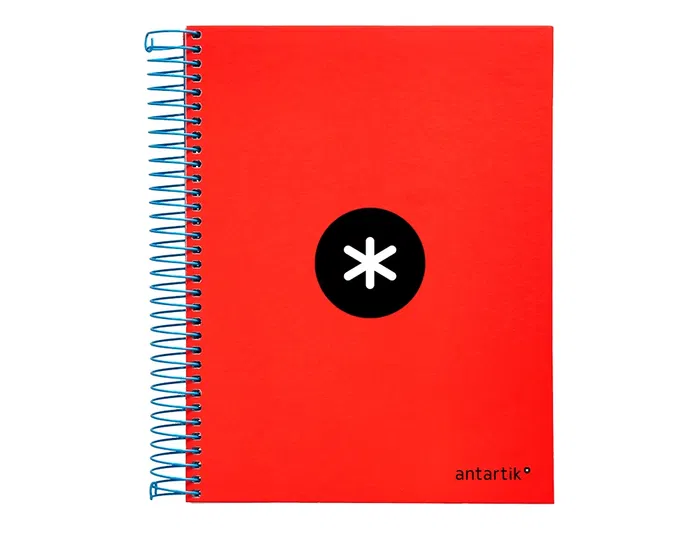 Antartik Cuaderno espiral micro A5 120 hojas cuadro 5mm 90gr tapa forrada 5 bandas color rojo