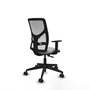 Silla de oficina Motilla con mecanismo Sincro tapizada con Tela color Gris claro y malla color Blanco. Equipada con lumbar 1D, Brazos 1D y Ruedas 65mm nailon