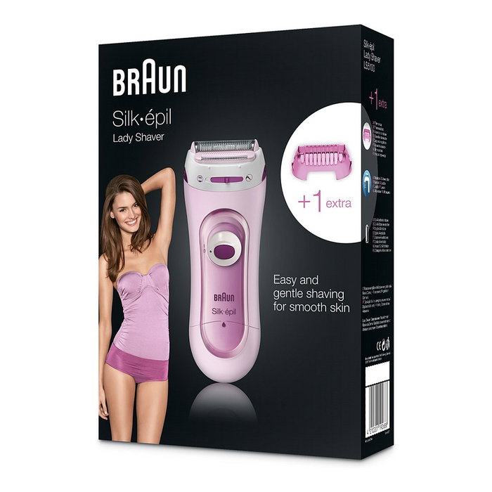 Braun Silk-épil 5 LS 5100 Epiladora/Depiladora Rotativa Sin Cable, Para Uso Húmedo y Seco, Incluye Recortadora y Cepillo, Color Rosa