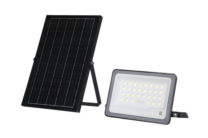 Proyector LED Solar 100W con tecnología 3CCT y panel 5V/10W, 1000Lm, IP65 Proyector LED Solar 100W con tecnología 3CCT y panel 5V/10W, 1000Lm, IP65