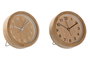 DKD Home Decor Reloj Despertador Bambú Natural 4.3 x 10 x 10 cm (2 Unidades)
