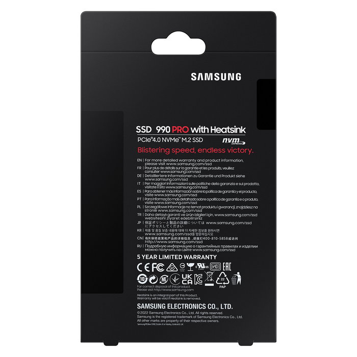 Samsung 990 PRO SSD M.2 2TB NVMe PCIe 4.0 x 4 Heatsink Retail