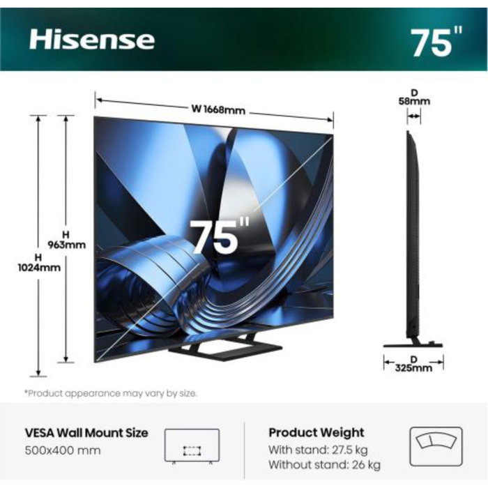 Hisense 75U7DSE Smart TV ULED 75 pulgadas 4K Ultra HD Hisense 75U7DSE Smart TV ULED 75 pulgadas 4K Ultra HD