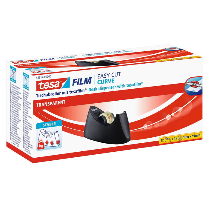 Tesa Easy Cut® CURVE Negro con cinta Tesafilm®