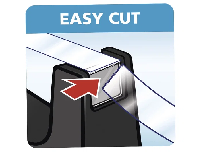 Tesa Portarrollos de Sobremesa con Cortador Easy Cut y Base Protectora Antideslizante para Cinta 33 m x 19 mm - Incluye Cinta Adhesiva Transparente, Negro