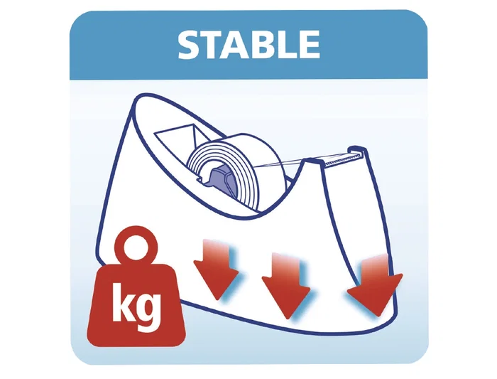 Tesa Portarrollos de Sobremesa con Cortador Easy Cut y Base Protectora Antideslizante para Cinta 33 m x 19 mm - Incluye Cinta Adhesiva Transparente, Negro