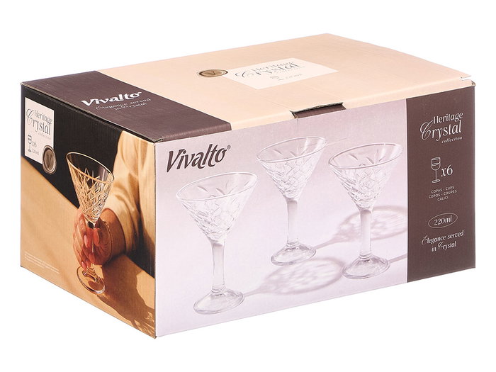 Vivalto Copa Martini Troquelada 220 ml Transparente 11.5 x 11.5 x 15 cm (Set de 24)