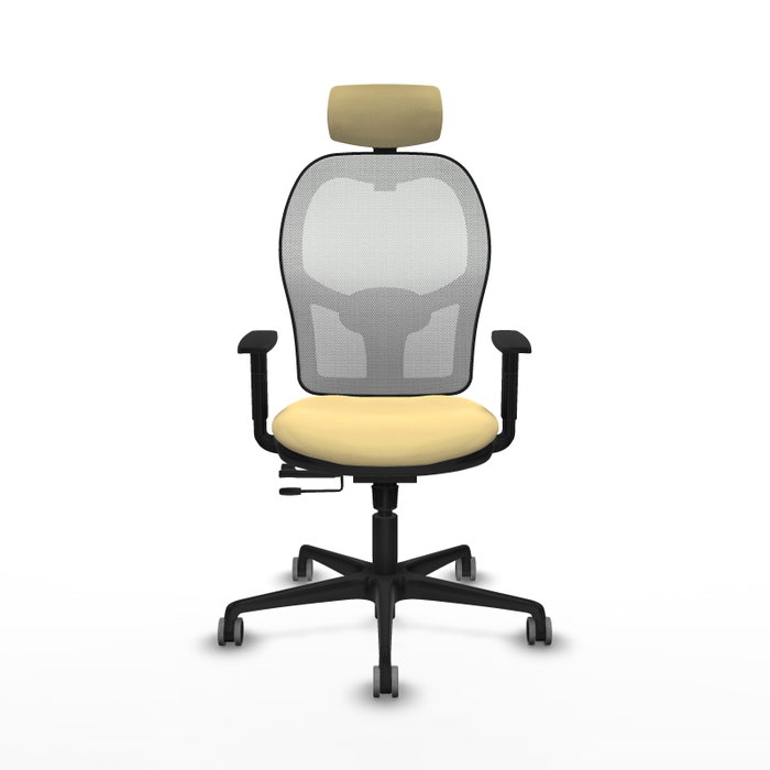 PIQUERAS Y CRESPO Silla de oficina Jorquera con mecanismo Sincro/Traslack, Crema y Blanco