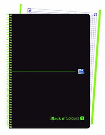 OXFORD Bloc Black N´Colors EU.Book 1 Microperforado A4+ Cuadriculado 5x5 90g Negro/Verde (Set de 5)