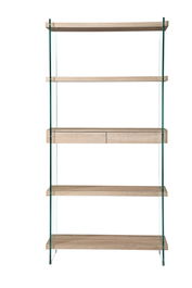 DKD Home Decor Green house 21 Estanteria Moderno Natural Transparente Cristal y MDF 90 x 35 x 180 cm