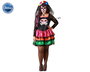 Halloween Disfraz Vestido de Calavera Mexicana para Día de los Muertos, Mujer Adulta Talla XL, Negro con Estampado y Volantes